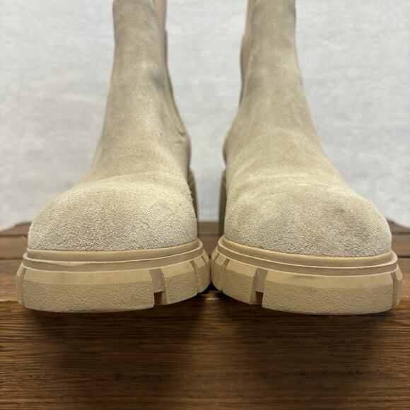 Steve Madden Hayle Ankle Tan Suede Boot Chunky Heel Sock Lug Sole Bootie 8.5 - Picture 4 of 10